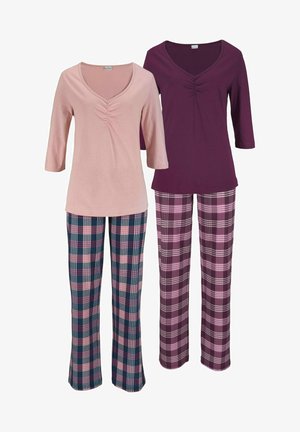 2 PACK - Pyjama - rosa kariert/bordeaux kariert