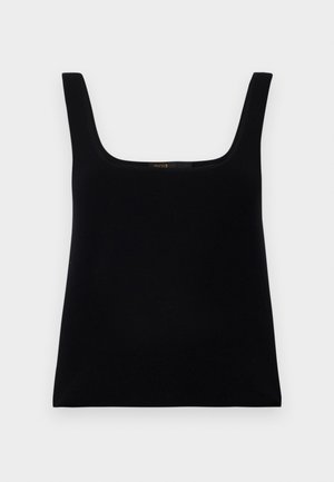 Camiseta sin mangas de color negro con escote cuadrado. Fabricada en un tejido suave, presenta un diseño sencillo y un detalle de logo cosido en el interior.