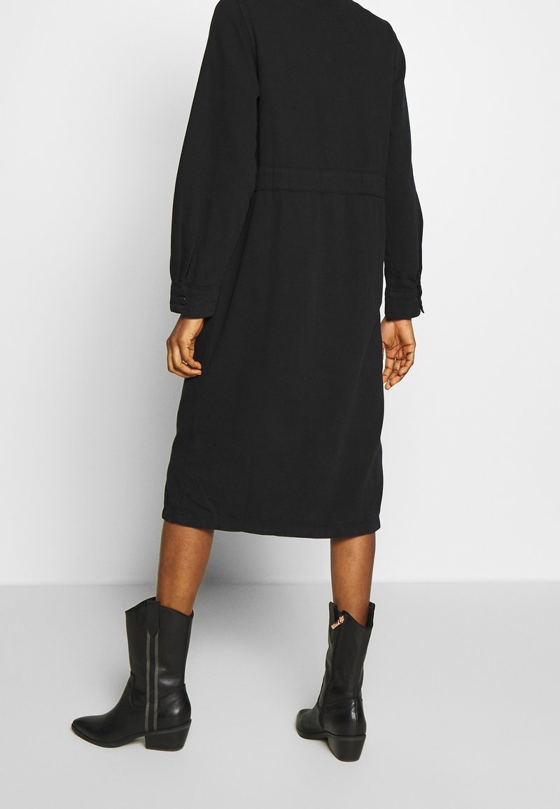monki black denim dress Monki denim paneled mini shirt dress in washed black