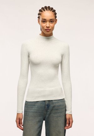 Terranova, T-SHIRT CON COLLO LUPETTO TINTA UNITA - Maglietta a manica lunga - grigio chiaro melange