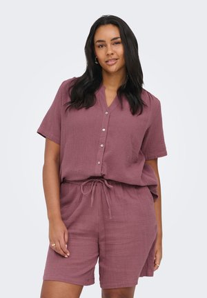 ONLY Carmakoma, CARTHYRA S/S BUTTON TOP WVN - Camicetta - rose brown