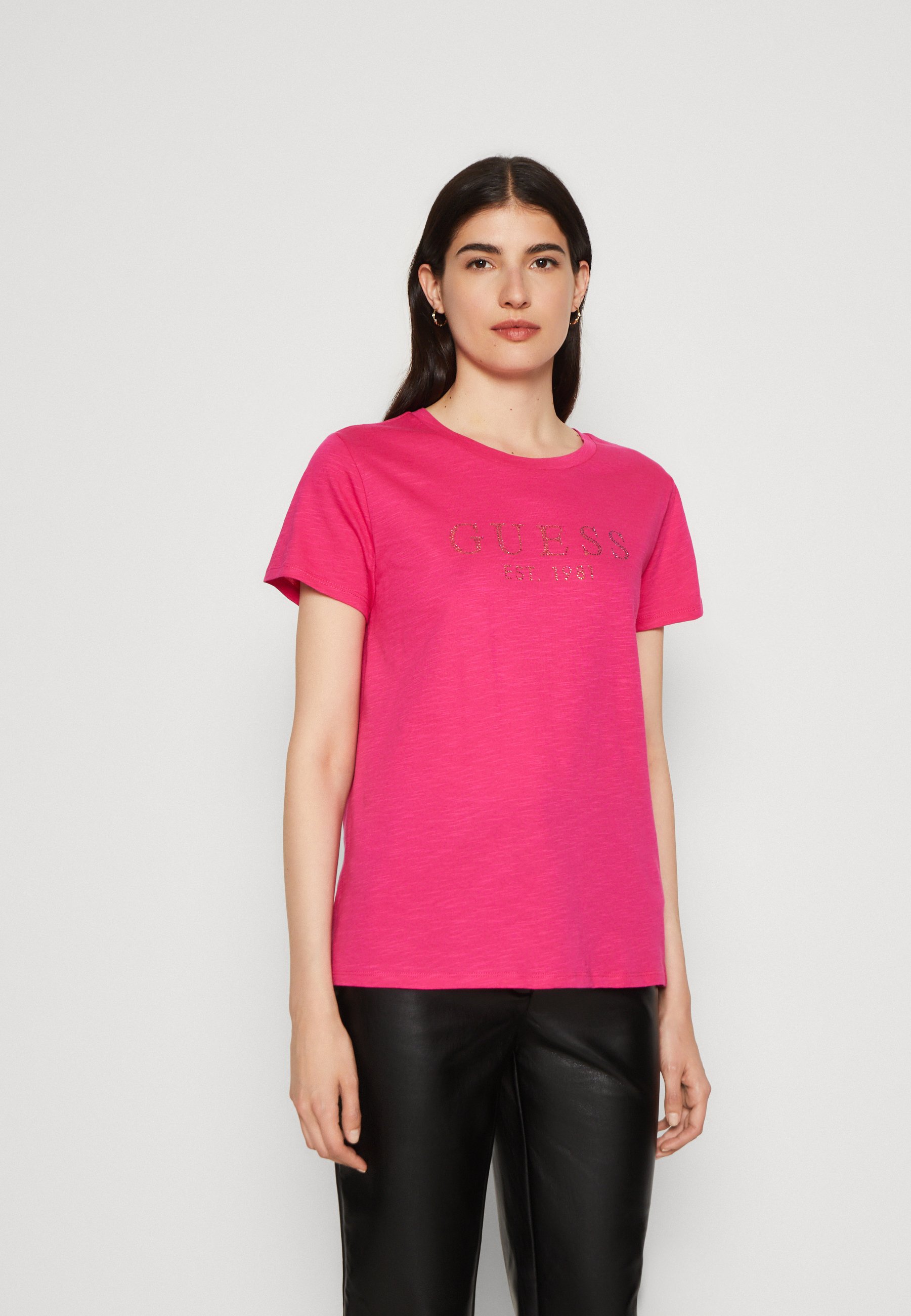 Guess 1981 CRYSTAL EASY TEE - Print T-shirt - full bloom pink/pink 