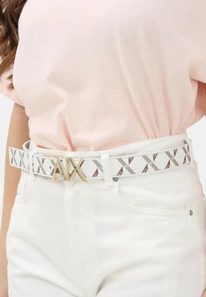 Armani Exchange, ARMANI EXCHANGE CINTURA REVERSIBILE BIANCA E BEIGE DA DONNA OFF WHITE - Cintura - bianco sporco