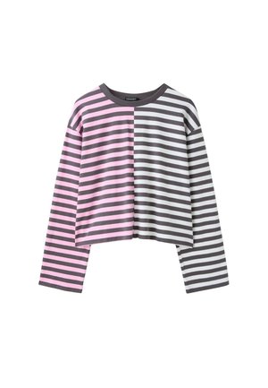 Stradivarius, MULTISTRIPED LONG-SLEEVE T-SHIRT - T-shirt à manches longues - mottled dark grey