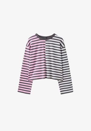 Stradivarius, MULTISTRIPED LONG-SLEEVE T-SHIRT - T-shirt à manches longues - mottled dark grey