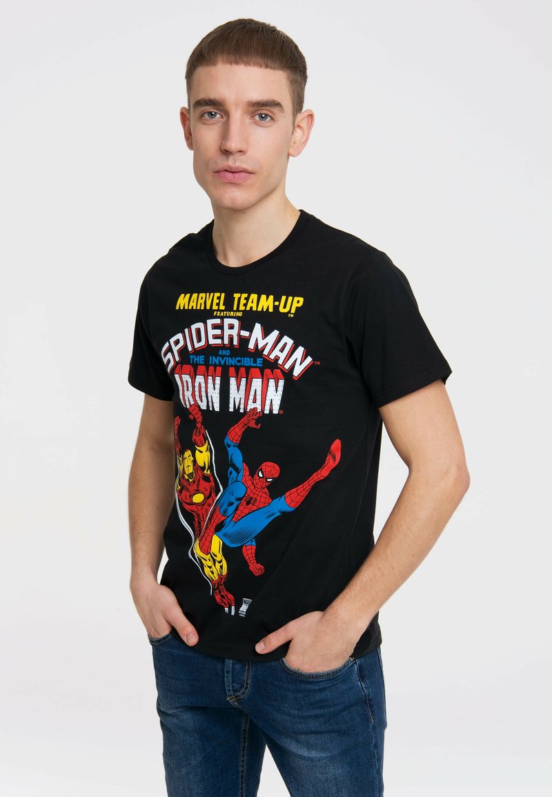 LOGOSHIRT SPIDERMAN- UND IRON MAN-DRUCK - Print T-shirt - schwarz