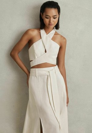 REGULAR FIT - ABIGAIL HALTER NECK CROPPED - Top - white