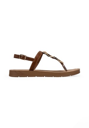 Bosanova, SANDALIAS DE DEDO NEGRAS PLANAS CON APLIQUE METÁLICO - Sandalias de dedo - cuero