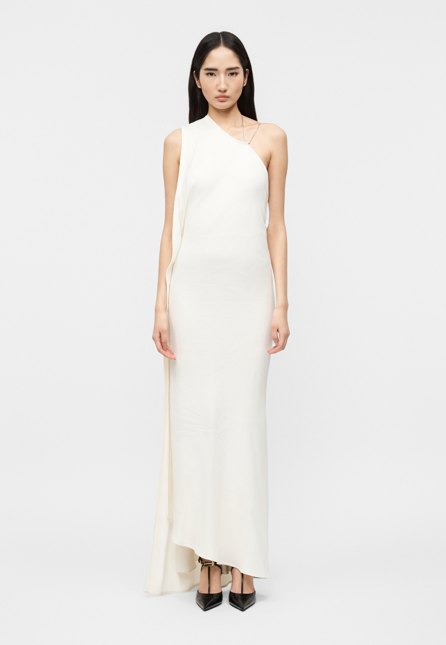 Victoria Beckham ONE SHOULDER CHAIN DETAIL DRESS - Maxi dress - ivory/off-white  - Zalando.ie