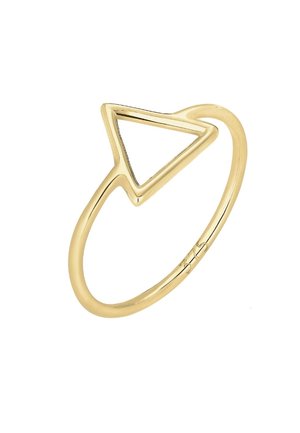 Bague en or avec une fine bande arborant un triangle équilatéral ouvert et creux comme élément central.