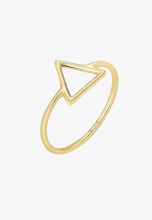 Bague en or avec une fine bande arborant un triangle équilatéral ouvert et creux comme élément central.