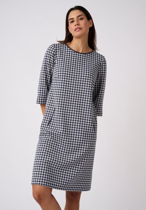 Damart, ROBE EN MAILLE MILANO JACQUARD  - Jurk - navy checkered