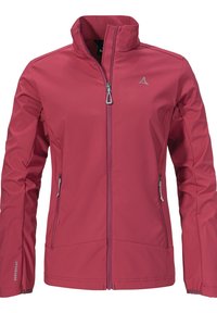 Windbreaker-Jacke in tiefem Pink, mit tailliertem Design, hohem Kragen, Frontreißverschluss und zwei Seitentaschen mit Reißverschlüssen. Reflektierendes Logo-Detail.