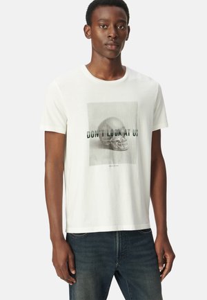 VISUAL SKULL WITH FLOCKED MESSAGE - T-Shirt print - off-white