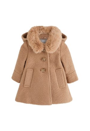 Next, FAUX FUR COLLAR HOODED COAT - Klasický kabát - camel brown