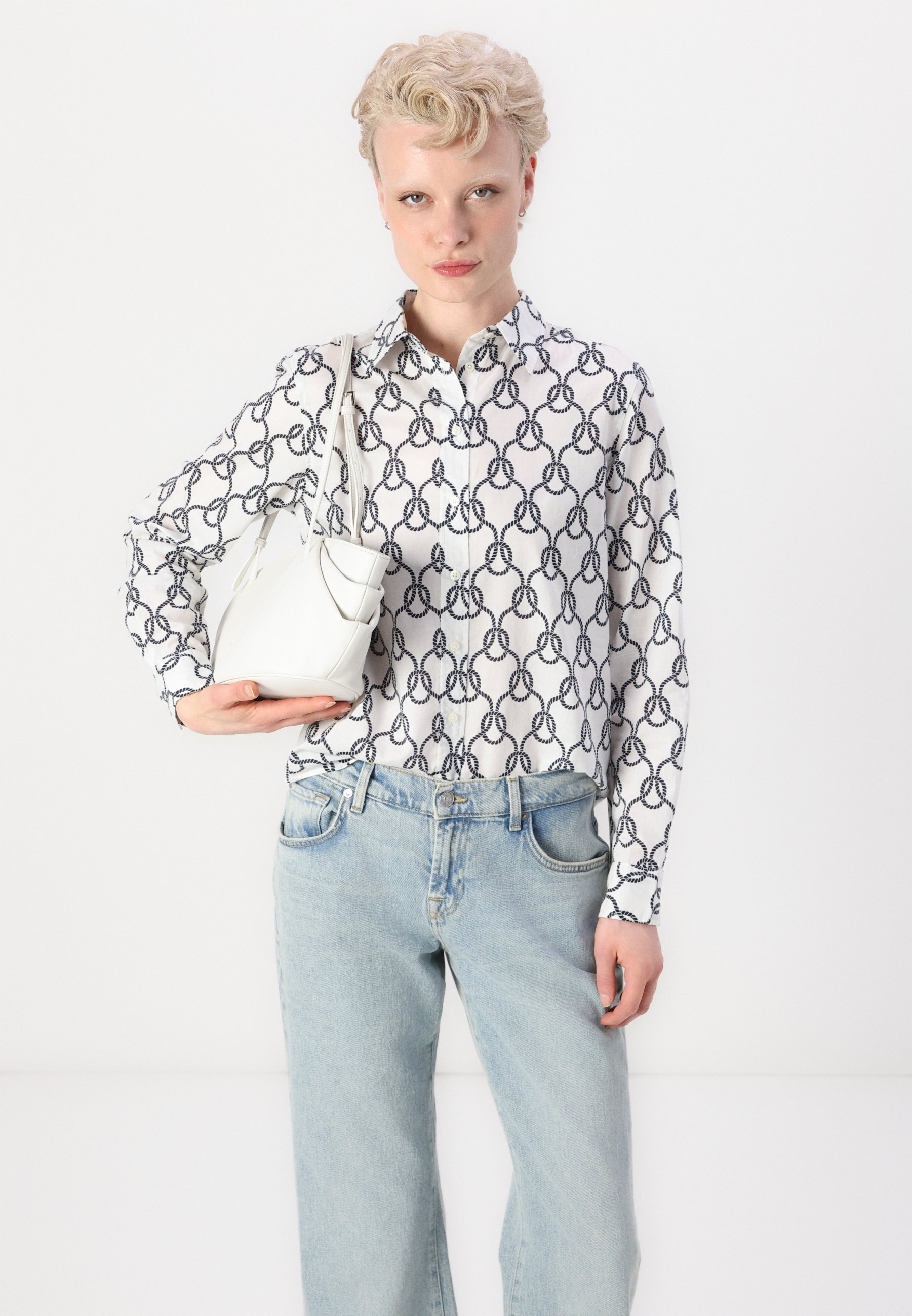 売れ筋商品|||ガント シャツ レディース トップス ROPE PRINT VOILE SHIRT - Button-down blouse - cream GANT ROPE PRINT VOILE SHIRT - Button-down blouse - cream/off