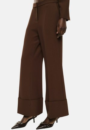Imperial, PANTALONI PALAZZO CON RISVOLTO AMPIO E VITA ALTA - Pantaloni - cacao