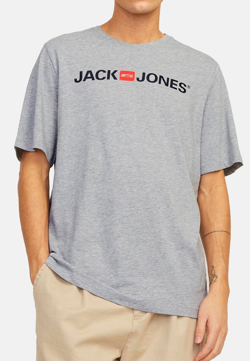 Jack Jones 3ER PACK Print T-shirt blau grau weiß/dark grey