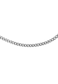Sølvmetallkjede med sammenflettede lenker, med en glatt tekstur og et klassisk design som passer til forskjellige stiler.