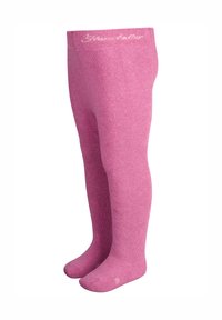 Collant rosa a costine per bambini piccoli con la scritta "Star Baby" vicino alla vita, mostrati su uno sfondo bianco.