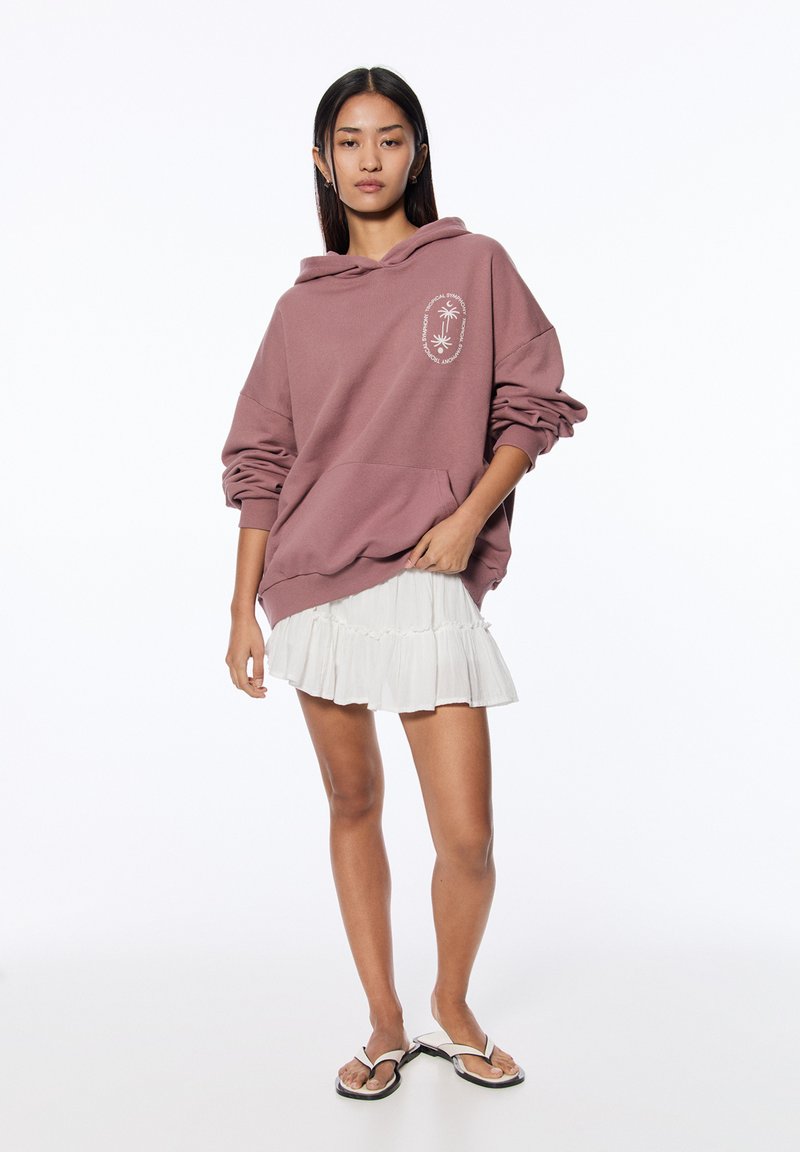 PULL&BEAR PALM TREE GRAPHIC - Kapuzenpullover - mottled pink/pink  