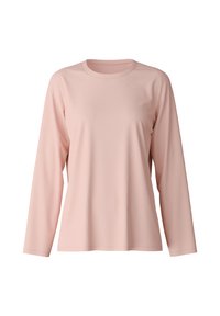 Light pink long-sleeve t-shirt made of soft cotton, featuring a round neckline and a relaxed fit, with simple design and no patterns.