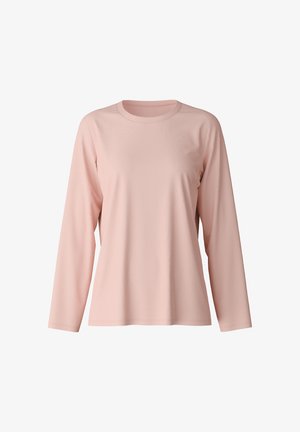 Light pink long-sleeve t-shirt made of soft cotton, featuring a round neckline and a relaxed fit, with simple design and no patterns.