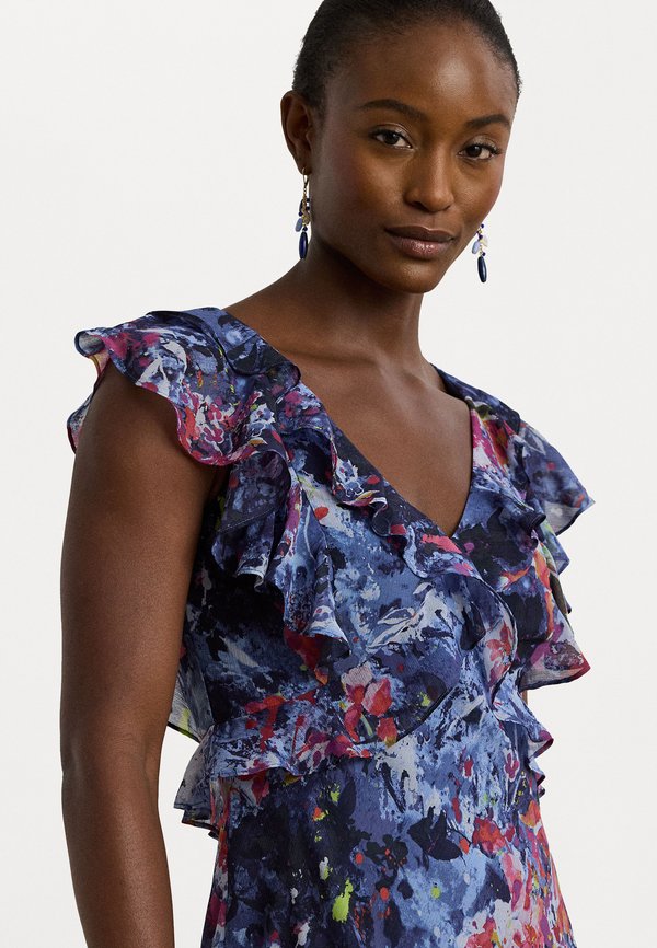 Print Ruffle Trim Georgette Midi Dress - Day dress4