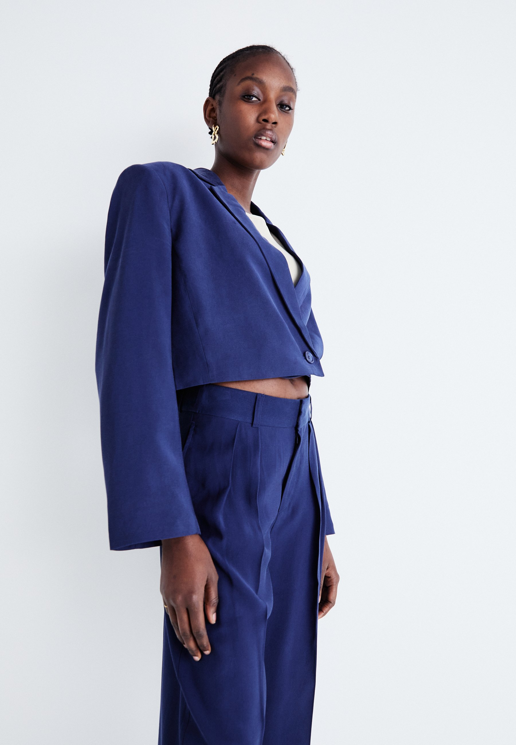 Crop Jacket Navy Cropped Blazer Womens Chico's Womens Navy Blue