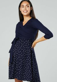 Unselected, navy with small white dots