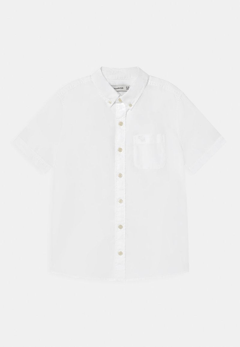 Witte overhemd met korte mouwen en een button-down kraag, gemaakt van katoen, met een linkse borstzak en lichte knopen.