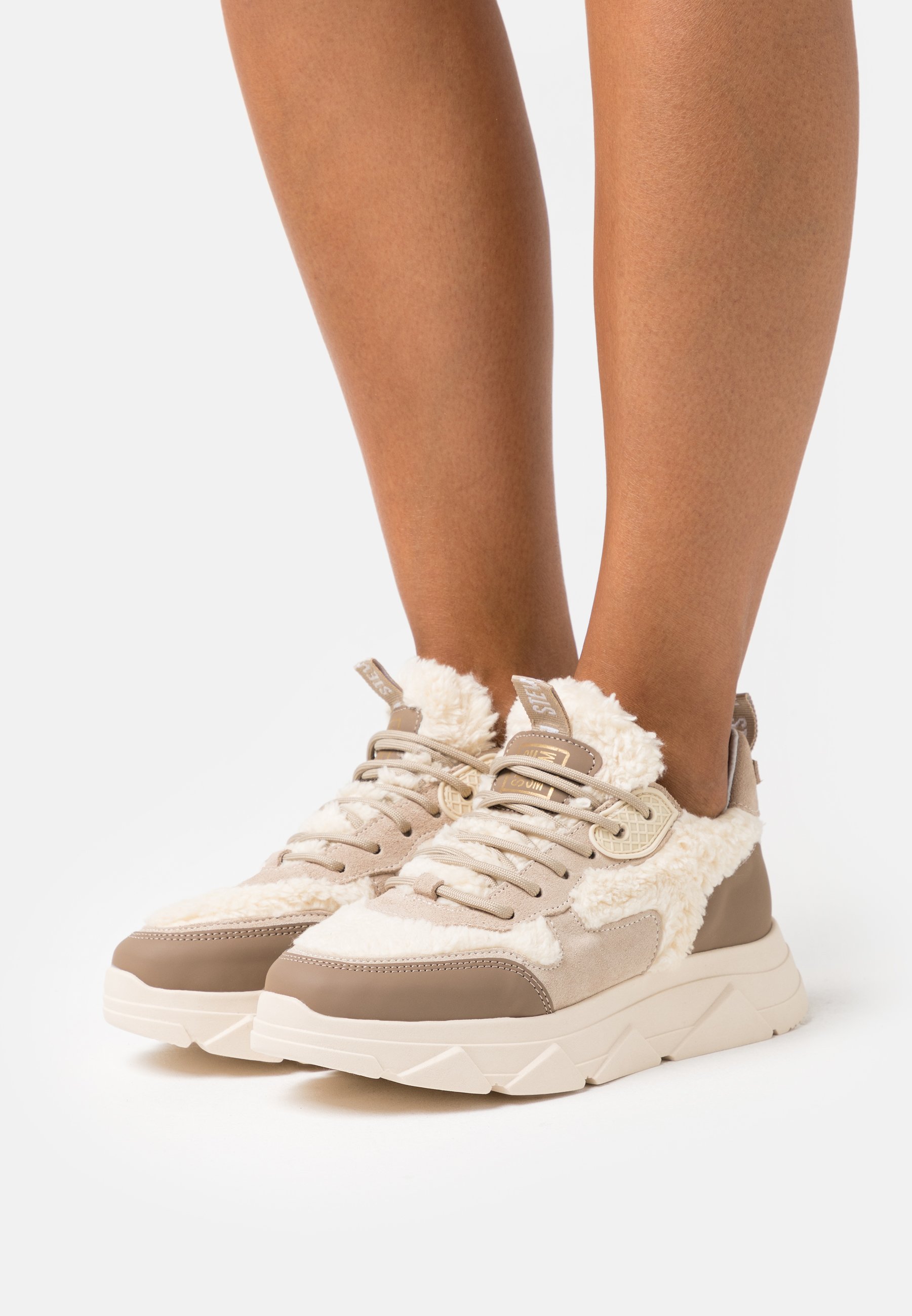 Steve Madden Pitty Trainers Natural, Women's, Size: 4, Beige - Leather