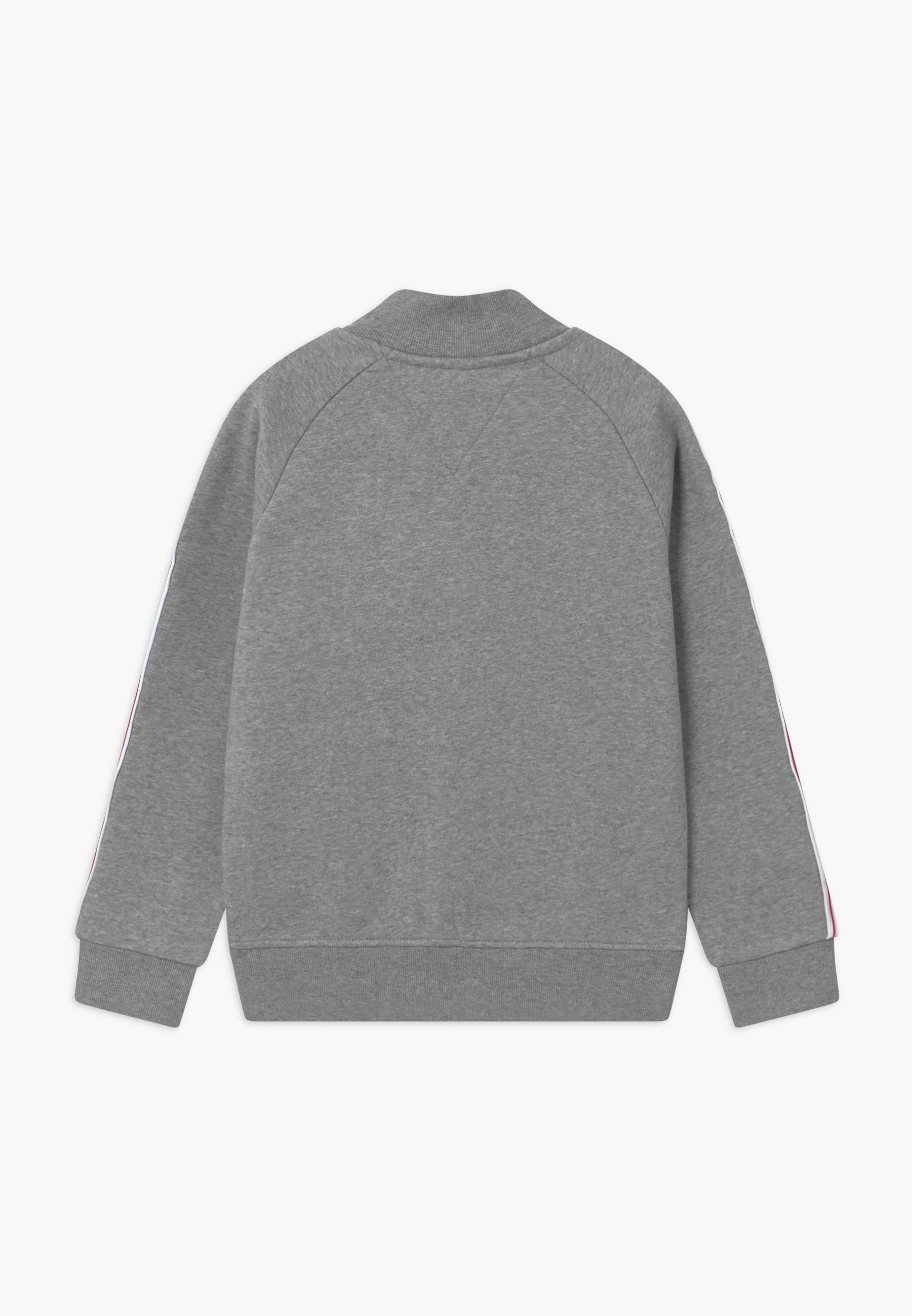 tommy hilfiger taped sleeve grey hoodie