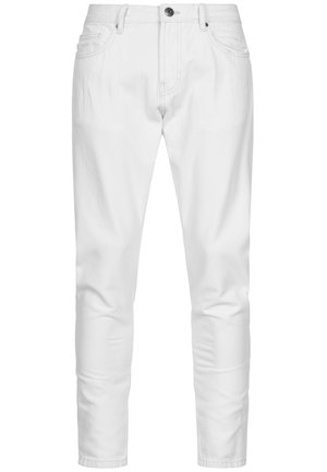 Vita bomullsjeans med slim fit, med knappstängning, femficksdesign och slät yta utan synliga mönster.