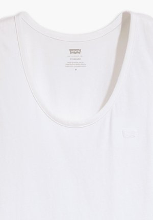 White, short-sleeve t-shirt with a round neckline. Features a small, embossed Levi's logo on the left chest. Made from cotton.