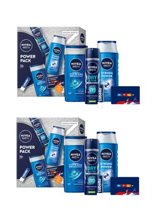 2ER SET POWER PACK GESCHENKSET PFLEGEDUSCHE + DEO SPRAY + SHAMPOO + LABELLO - Bath and body set - transparent
