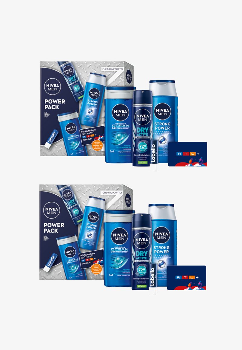 NIVEA - 2ER SET POWER PACK GESCHENKSET PFLEGEDUSCHE + DEO SPRAY + SHAMPOO + LABELLO - Bath and body set - transparent, Enlarge