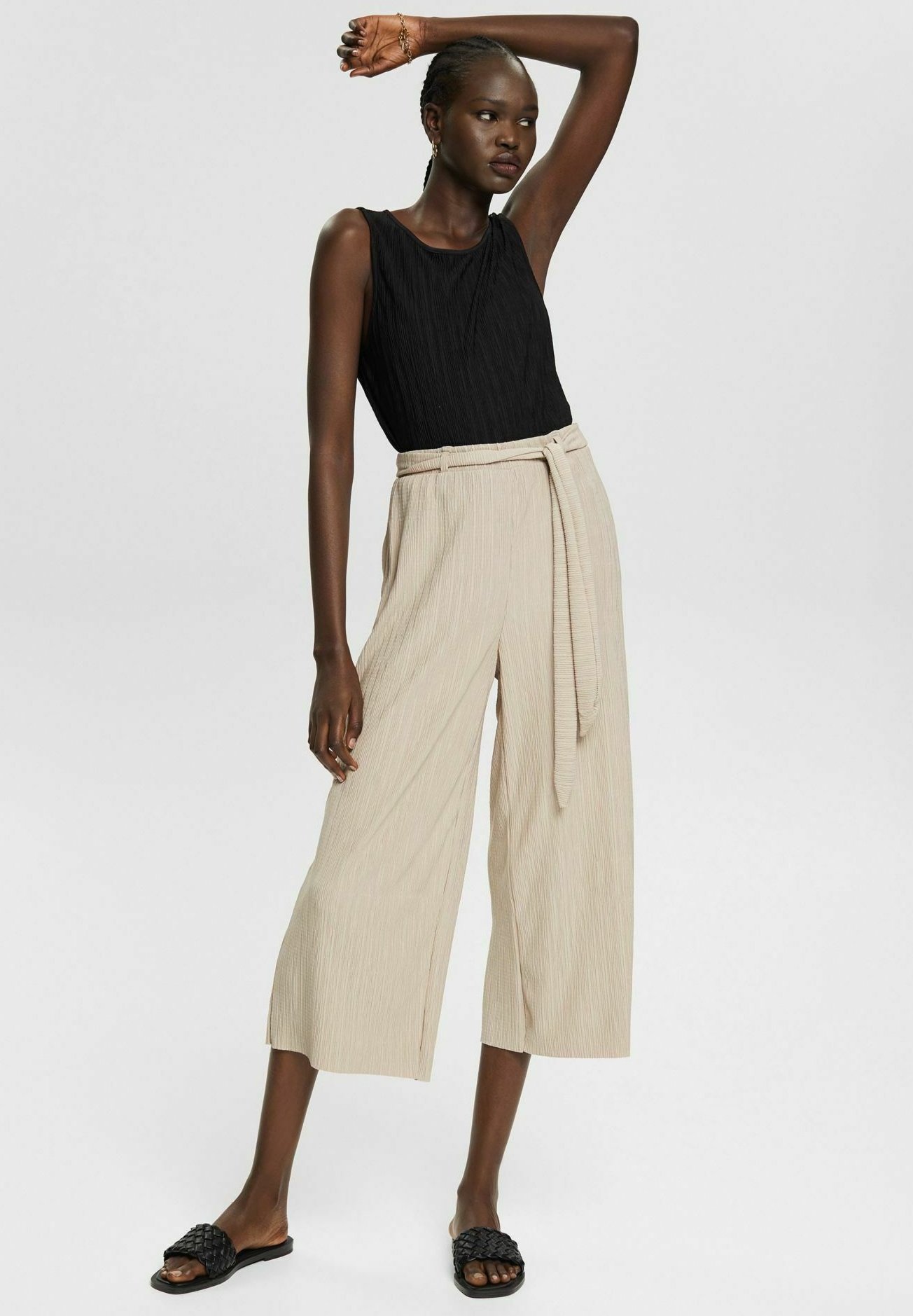 Esprit WIDE-LEG MIT CRINKLE-EFFEKT - Pantaloni - light taupe/grigio talpa -  Zalando.it