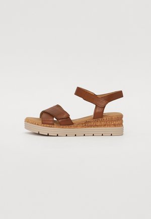 Ankle cuff sandals - cognac