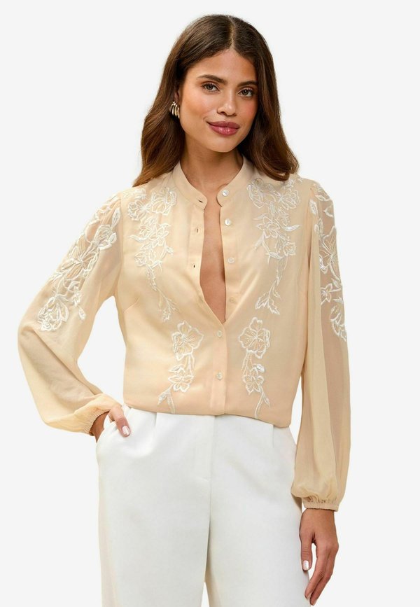 REGULAR FIT-LONG SLEEVE GRANDAD COLLAR - Hemdbluse - camel