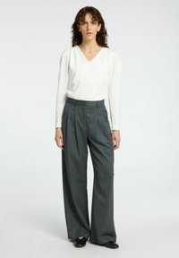 Selected Femme SLFFENJA V NECK  - Majica z dolgimi rokavi - snow white