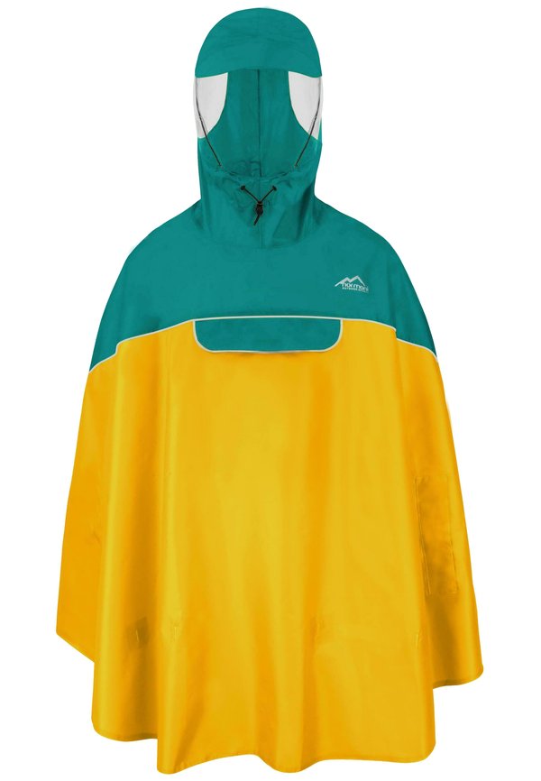 Wasserdichter Fahrradponcho mit Kapuze und Sichtfenster - Cape - petrol gelb