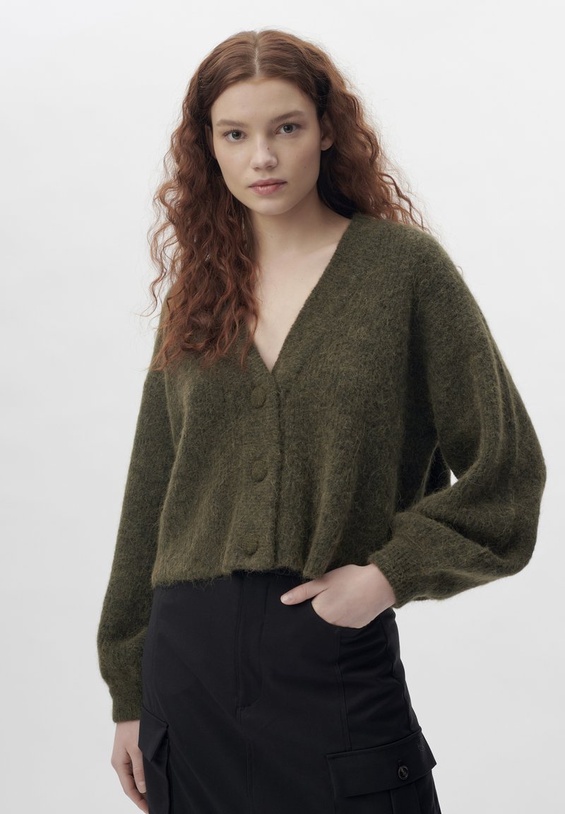 Kabelstrik 'Gentofte' - Dark Olive Melange