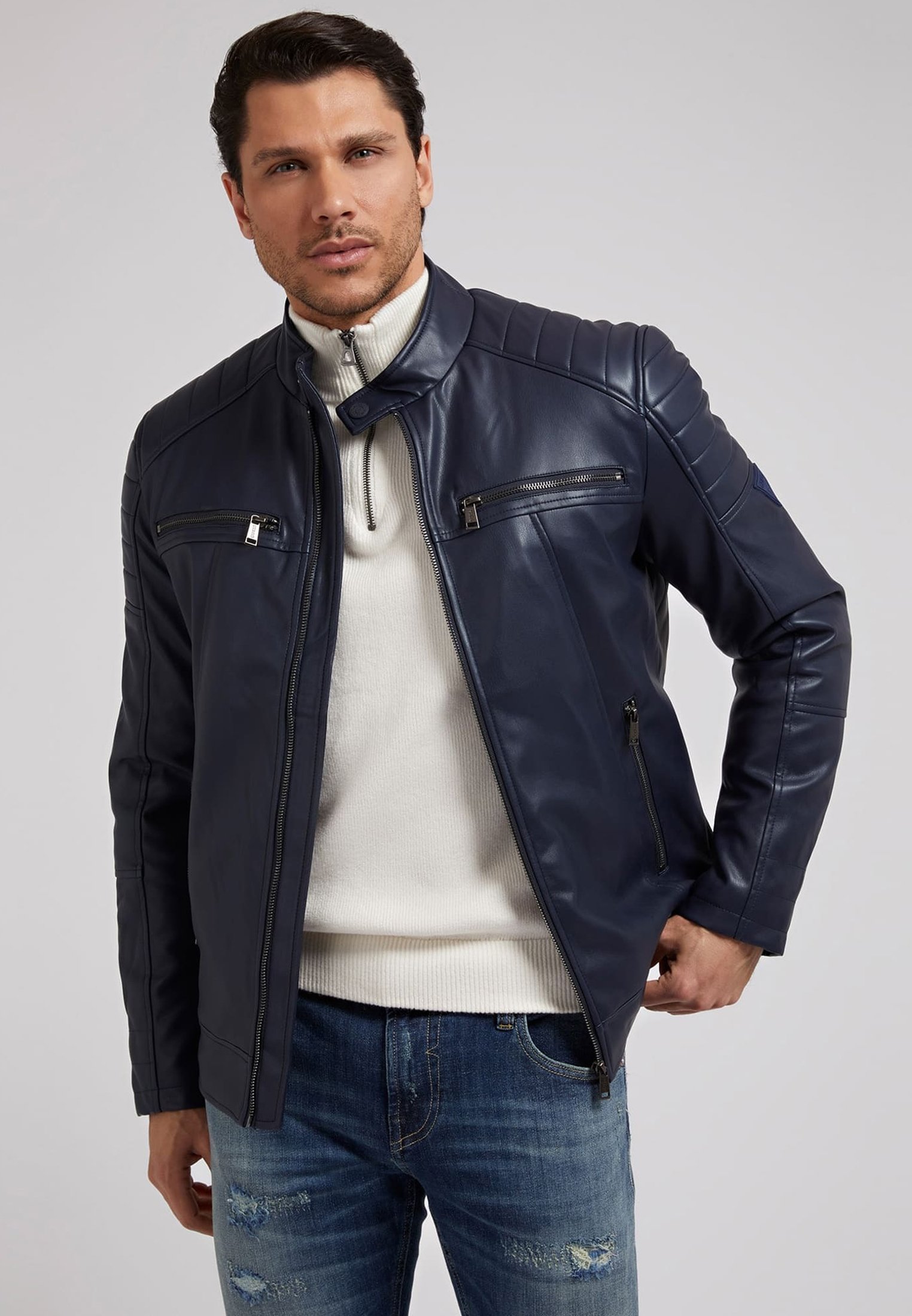 guess leather jacket men
