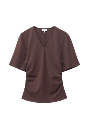 & OTHER STORIES, & OTHER STORIES GATHERED V-NECK T-SHIRT - T-shirt basique - dark brown