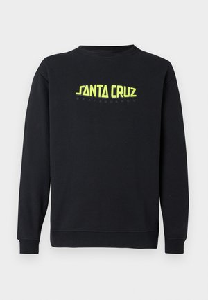 Čierna mikina s dlhými rukávmi, okrúhlym výstrihom a neónovo žltým logom "SANTA CRUZ" potlačeným na prednej strane. Hladká textúra, pohodlný strih.
