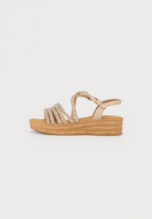 Wedge sandals - platino/oak