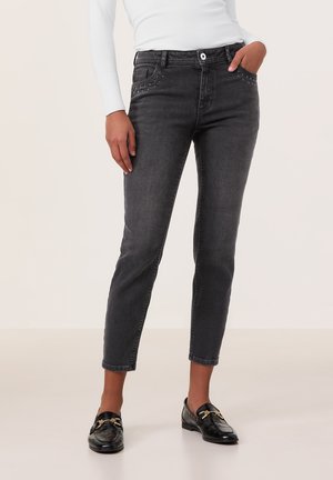Taifun VERKÜRZT 7 8 MIT NIETEN DEKOR - Jeans Slim Fit - dark grey denim
