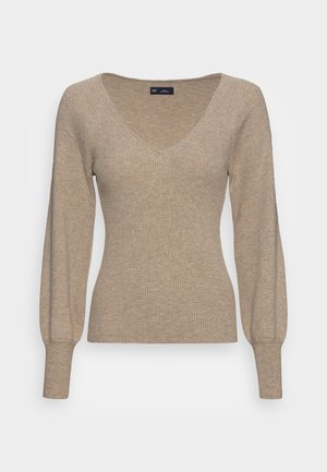 V NECK - Stickad tröja - beige