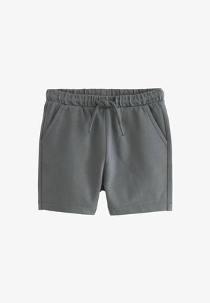 Grå bomulds-shorts med elastisk talje, justerbar snor og to sidelommer. Blød tekstur med et afslappet design.